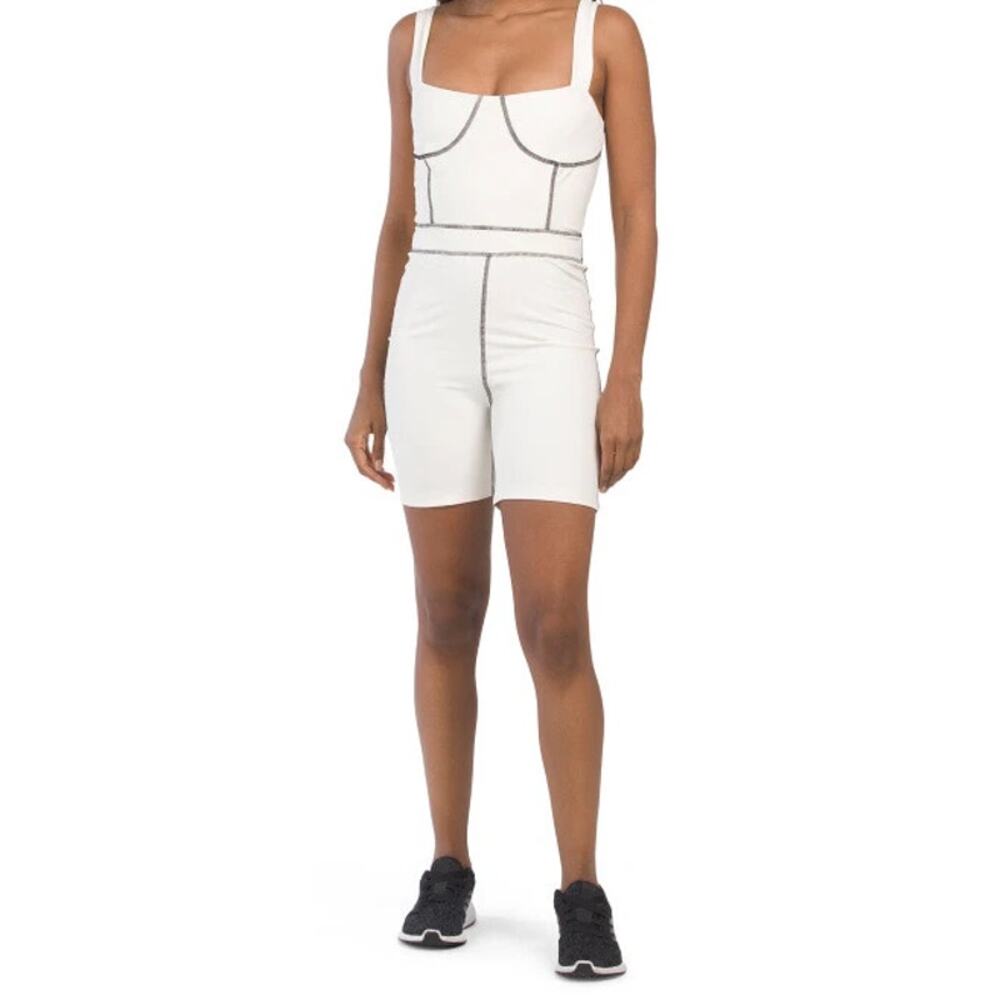 We Wore What Corset Bodysuit Romper White‎ Size Large Activewear Sporty Revolve